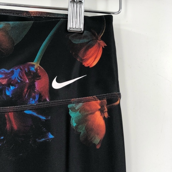 NIKE Dri-Fit Power Floral Print Leggings Black Flower Print Multicolor High Rise - Picture 3 of 6
